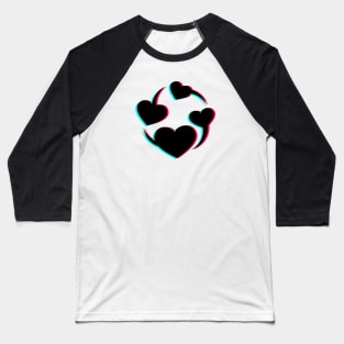 TikTok Revolving Heart Black Baseball T-Shirt